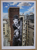 JR Unframed, Charlie Chaplin revu par JR, The Kid, Charlie Chaplin & Jackie Coogan, USA, 1923, de jour Paris, 2021